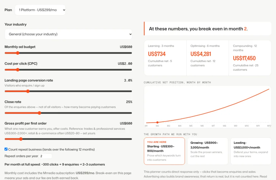 Screenshot of the budget planner